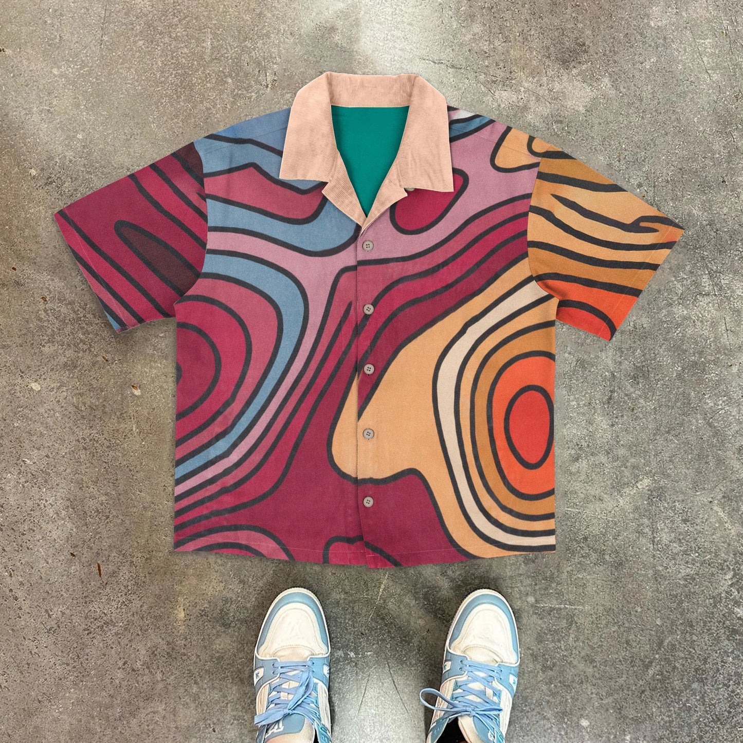 Fashionable Personalized Print Contrast Color Shirt