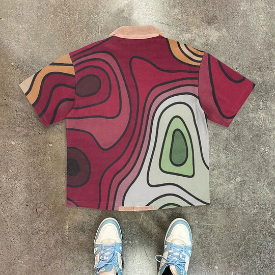 Fashionable Personalized Print Contrast Color Shirt