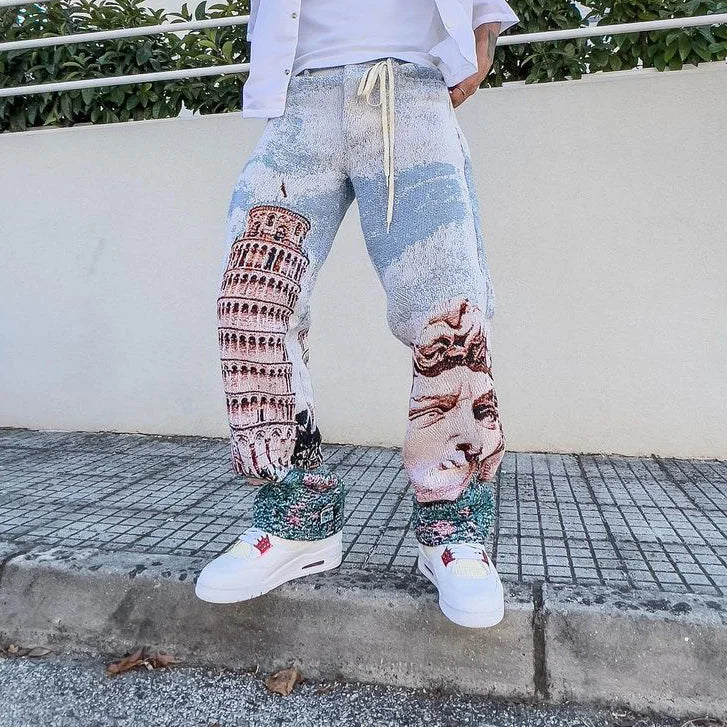Retro Hip Hop Casual Fashion Tapestry Trousers $39.89 $55.00