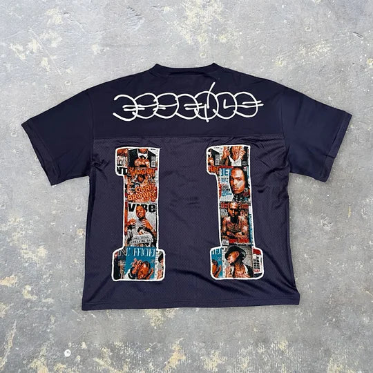 Retro patchwork jersey T-shirt