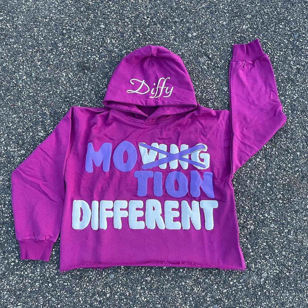 Motion different puff printing cotton street hoodie