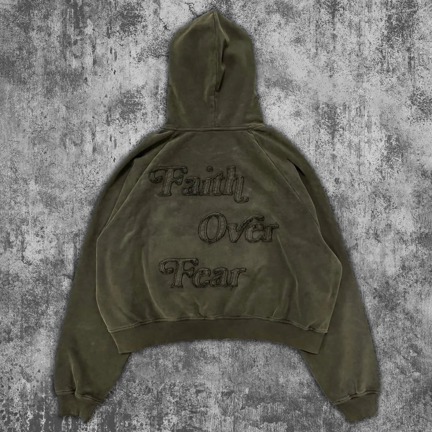 Faith Over Fear Print Long Sleeve Applique Embroidered Hoodies