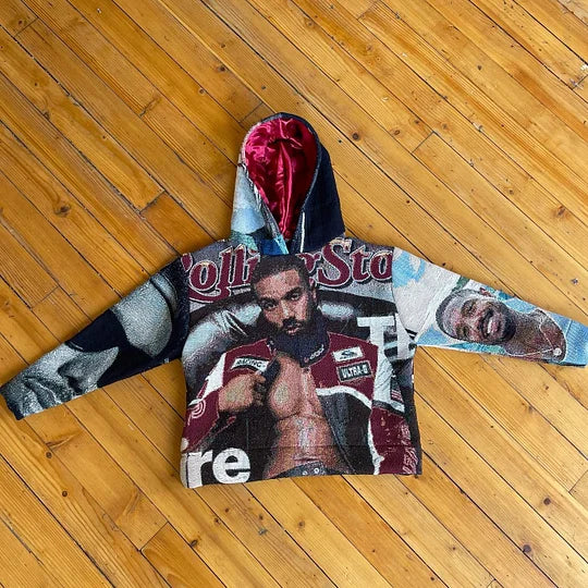 Casual Retro Print Tapestry Hoodie