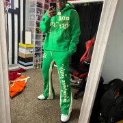 Casual Street Panel Sweatpants Hoodie Two-Piece Set