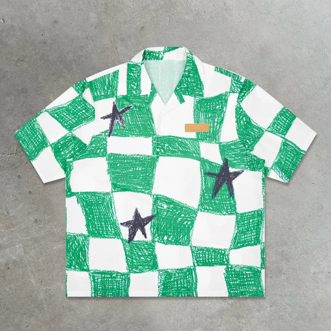 Plaid Graffiti Casual Street Shirt