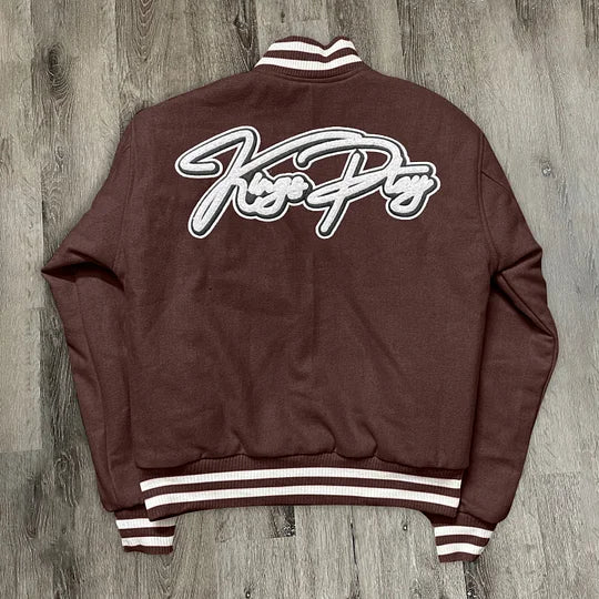 Retro Brown Casual Baseball Jacket