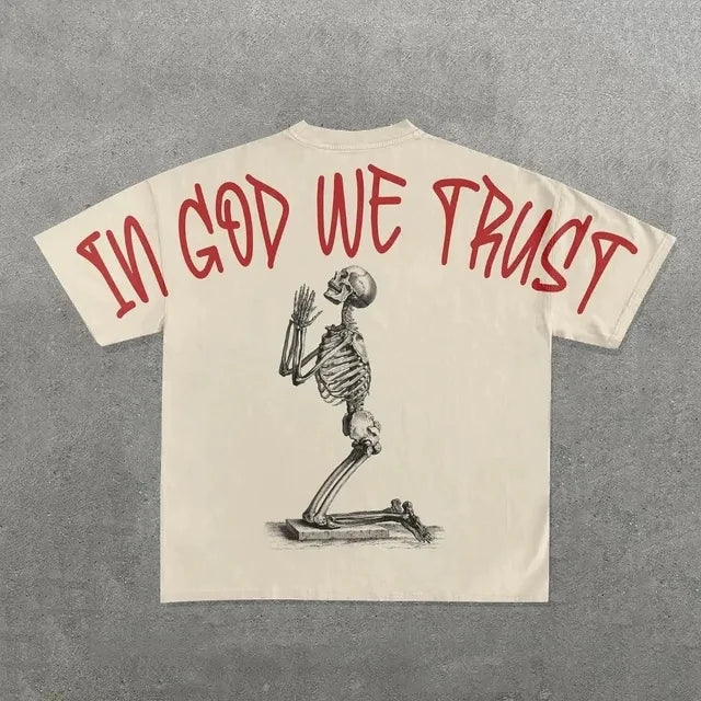 In God We Trust Print Short Sleeve T-Shirt