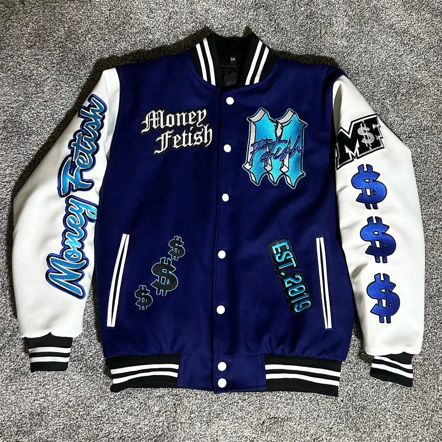 Money Fetish Casual Street Patchwork Baseball Jacket