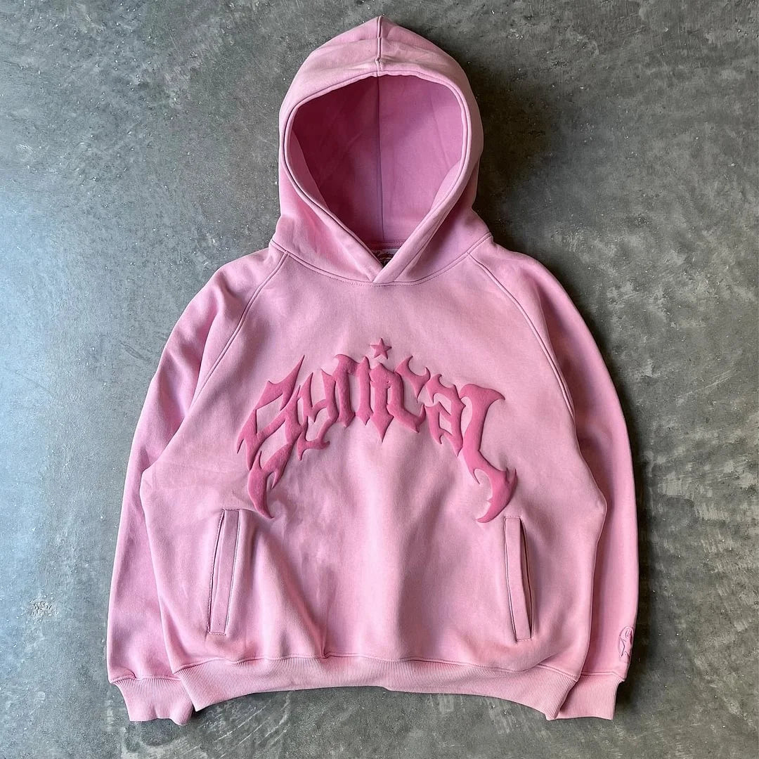 Casual statement street style letter print hoodie
