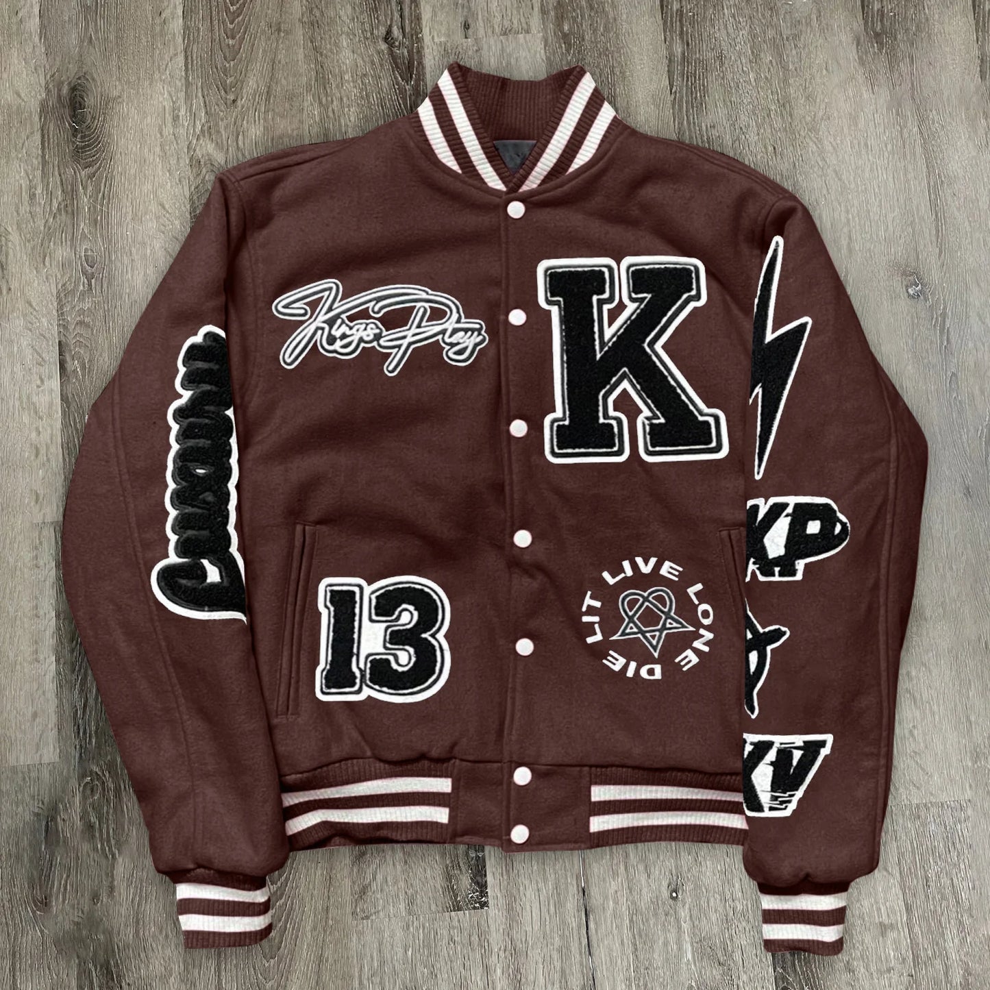 Retro Brown Casual Baseball Jacket