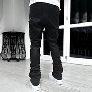 Casual street patchwork denim stacked pants