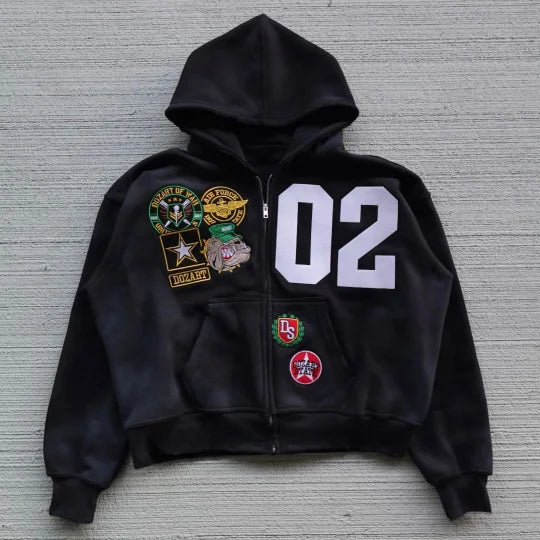 Digital Mix Print Long Sleeve Zipper Hoodies