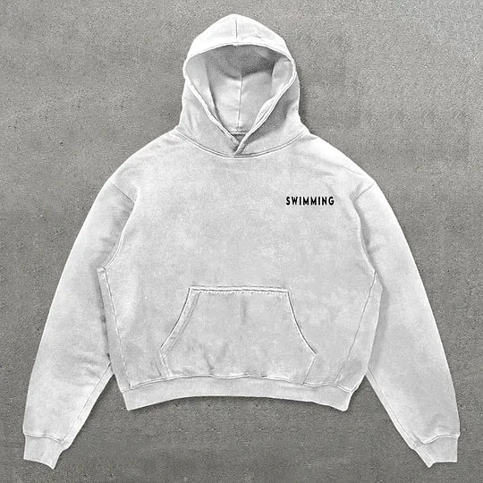 Swimming Print Long Sleeve Hoodies