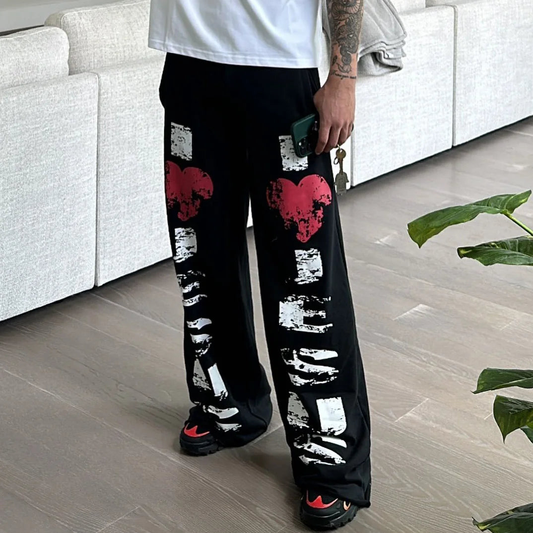 I Love Jesus Print Pocket Trousers