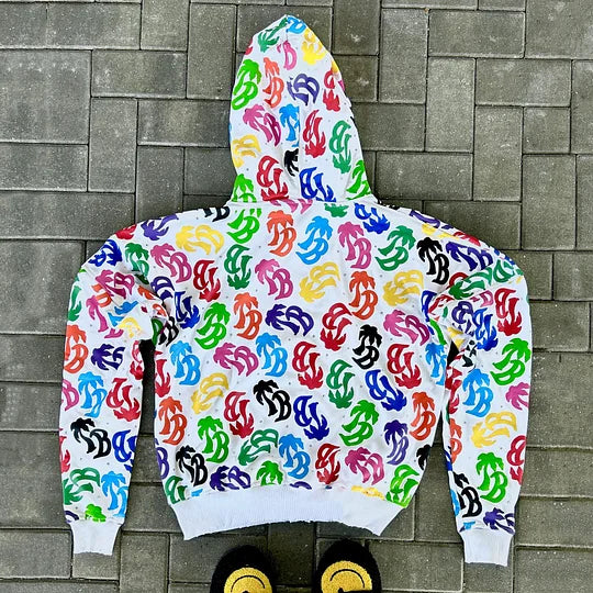 Rainbow Coconut Tree Street Zip Hoodie