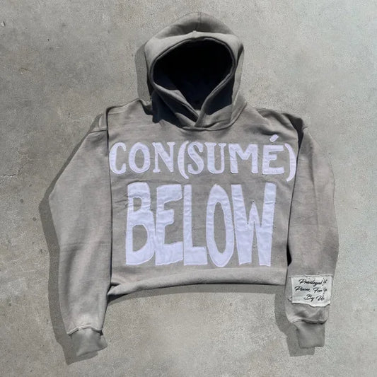 Casual street retro washed printed hoodie