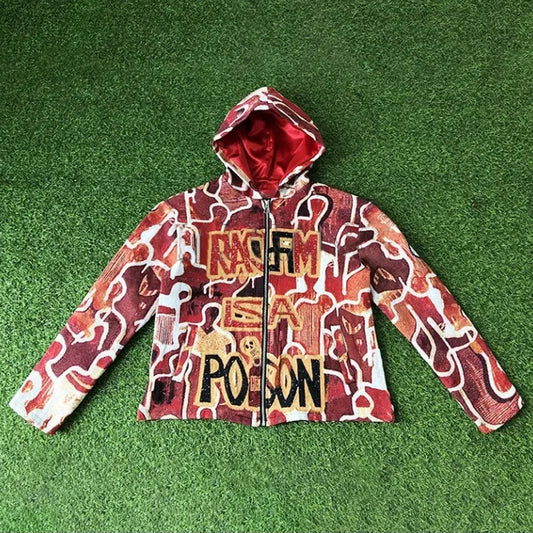 Hip Hop Rap Street Tapestry Zip-Up Hoodie