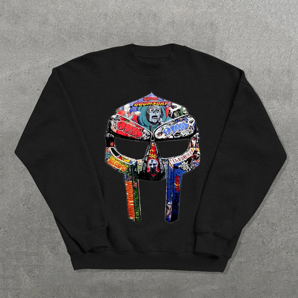 Mask Printed Crew Neck Sweatshirt