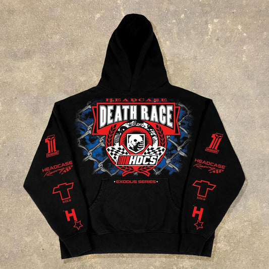 Death Race Print Long Sleeve Hoodies