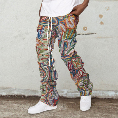 Trendy brand artistic casual printed trousers