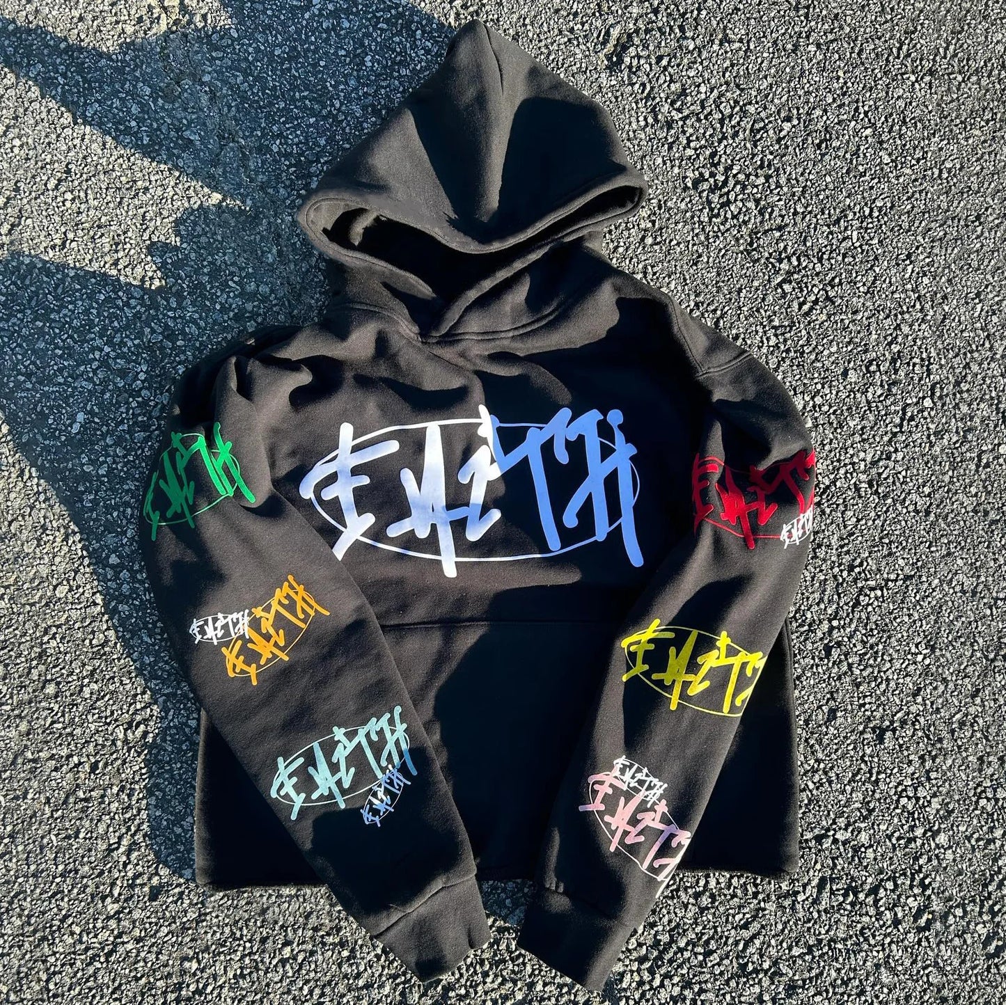 Multi Color Faith Letters Print Long Sleeve Hoodies