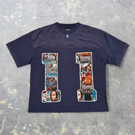 Retro patchwork jersey T-shirt