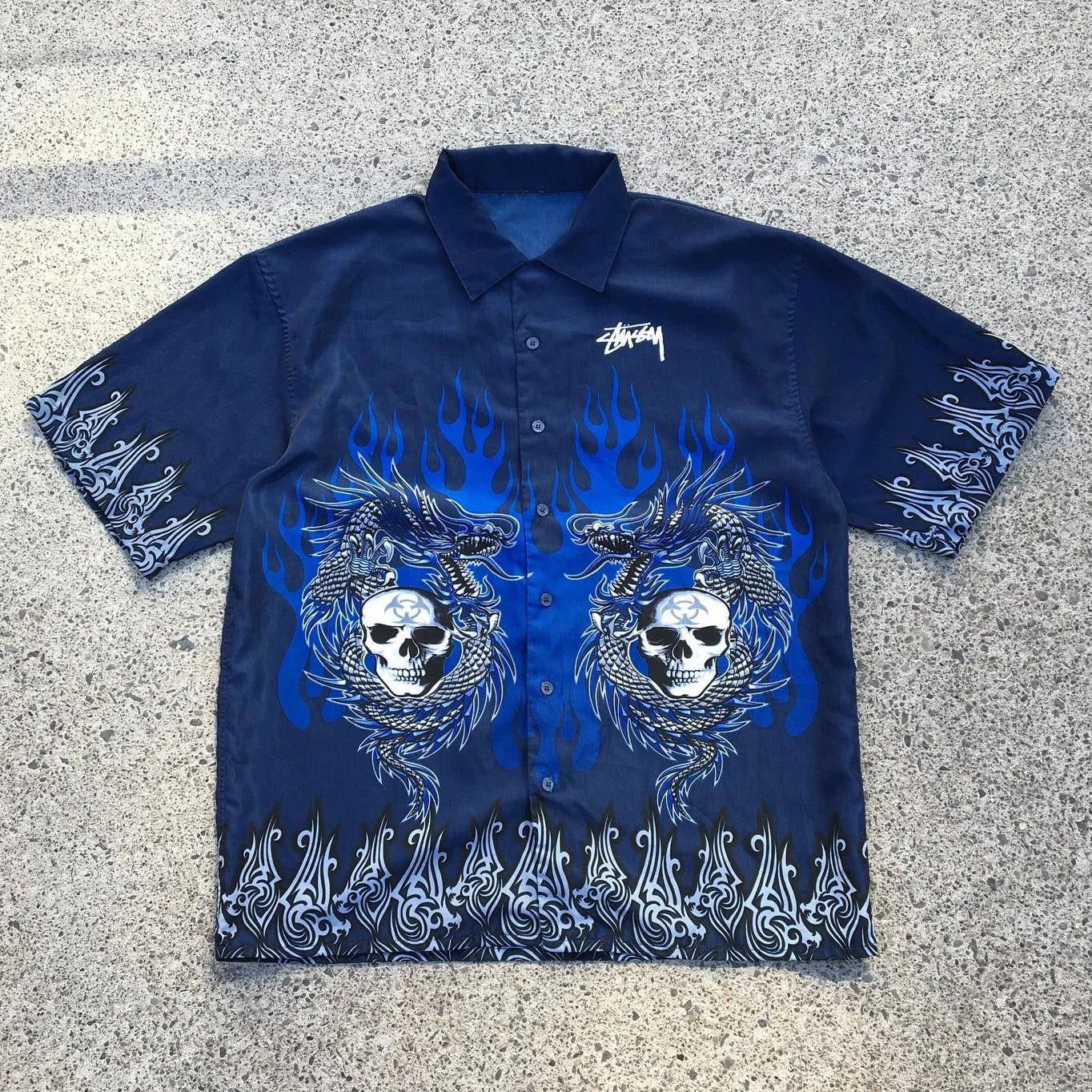 Multi-element Print Short Sleeve Button Shirt