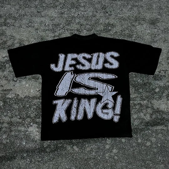 Jesus Is King Pray On It Print Short Sleeve T-Shirt