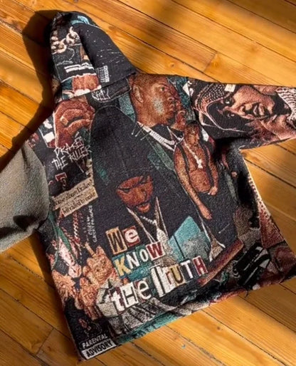 Rapper Print Casual Street Tapestry Hoodie