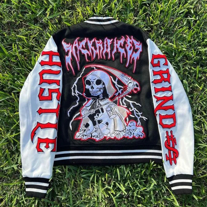 Grim Reaper Casual Street Baseball Jacket