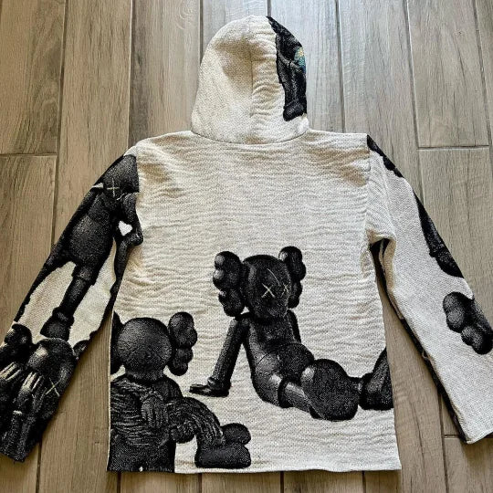 Retro Cartoon Pattern Casual Tapestry Hoodie