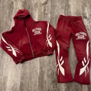 Stylish Retro Zip Hoodie Set