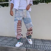 Retro Hip Hop Casual Fashion Tapestry Trousers $39.89 $55.00