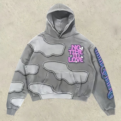 Stylish retro cloud print hoodie