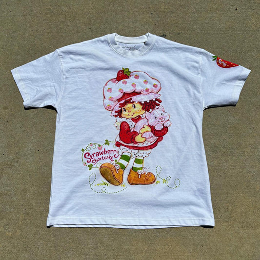 Vintage Strawberry Cake Print T-Shirt