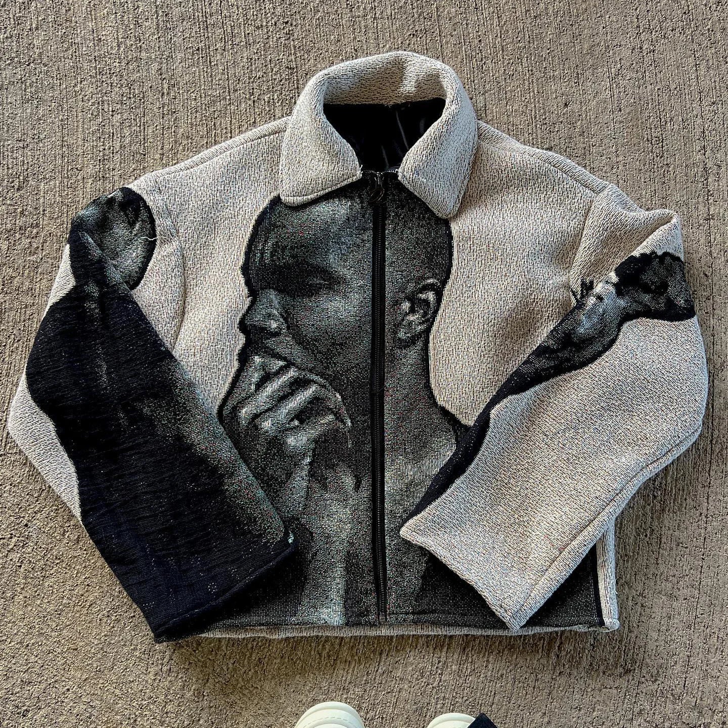 Hip Hop Rap Zip-Up Tapestry Jacket