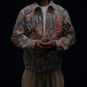 Contrasting Abstract Pattern Streetwear Hip-Hop Jackets