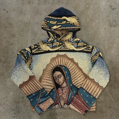 Our Lady Of Guadalupe Print Long Sleeve Hoodies