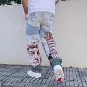 Retro Hip Hop Casual Fashion Tapestry Trousers $39.89 $55.00