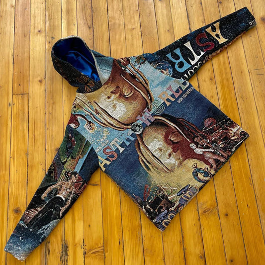 retro statement tapestry hoodie