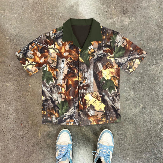 Street Style Jungle Pattern Lapel Shirt