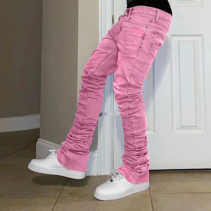 Vintage Pink Straight Street Pants Jeans