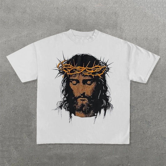 Jesus Christ Saves Lives Print Short Sleeve T-Shirt