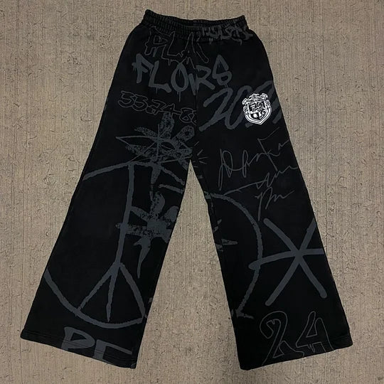 Graffiti casual street wide-leg trousers