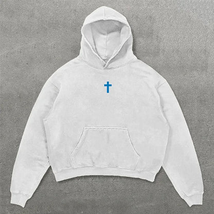 Jesus Saves Print Long Sleeve Hoodies