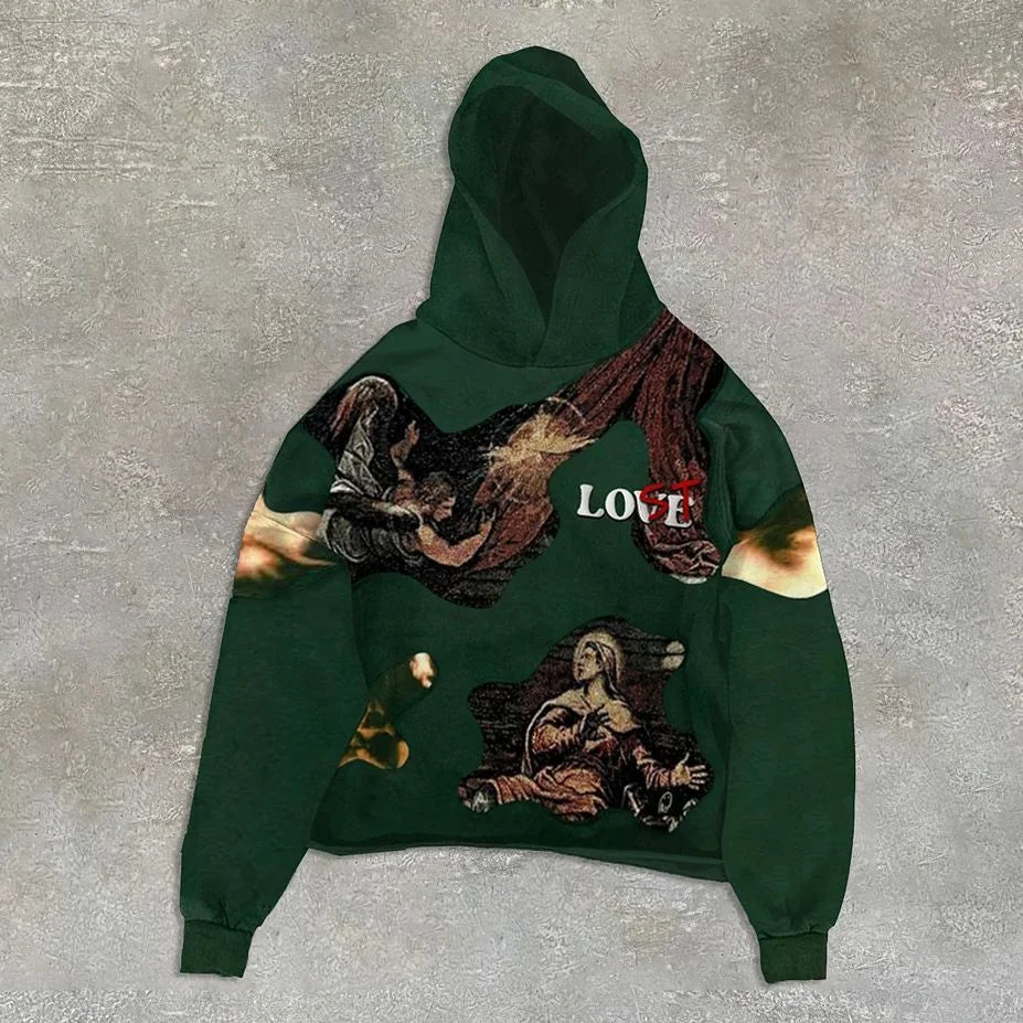 Love Faux Decal Print Long Sleeve Hoodies