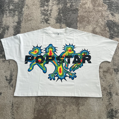 popstar printed cropped T-shirt