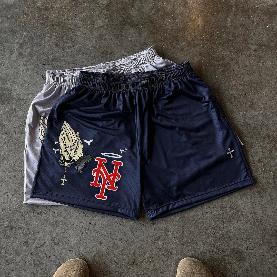 Praying Hands New York Mets Print Mesh Shorts