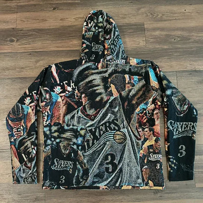 Fashion Basketball Phantom Print Long Sleeve Hoodies