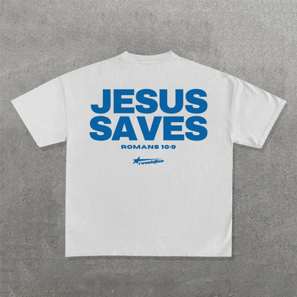 Jesus Saves Print Short Sleeve T-Shirt